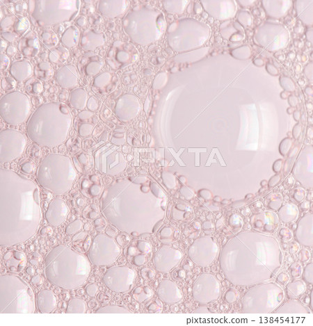 Bubbles of body gel or soap foam or shaving gel. Cosmetic skin care product. Closeup. Bubbles of body gel or soap foam or shaving gel. Cosmetic skin care product. Closeup. 138454177