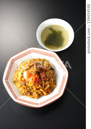Spicy kimchi fried rice and Chinese soup set Spicy kimchi fried rice and Chinese soup set 138454588