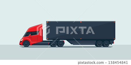 Modern Futuristic Electric Semi Truck with Trailer 138454841