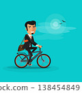 Smiling Business Man riding an Electric Bicycle 138454849