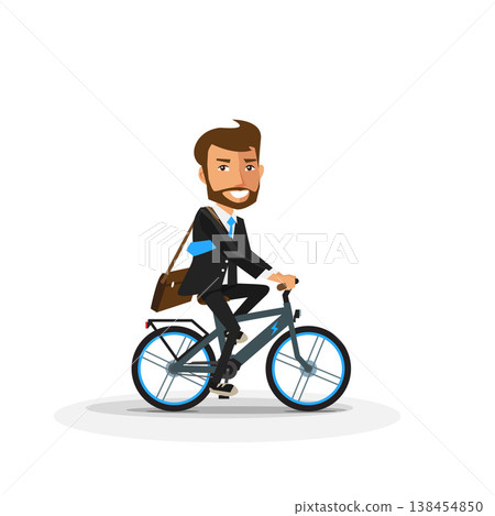 Smiling Business Man riding an Electric Bicycle 138454850