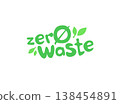 Zero Waste Text Title Sign with Leaves 138454891