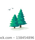 Stylized Low Poly Green Conifer Trees 138454896