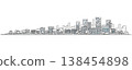 Urban Landscape Hand Drawing with City Skyline Background 138454898