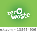 Zero Waste Text Sign on Green Background 138454906