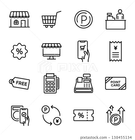 簡易圖示集 | 商店、購物、支付 138455134