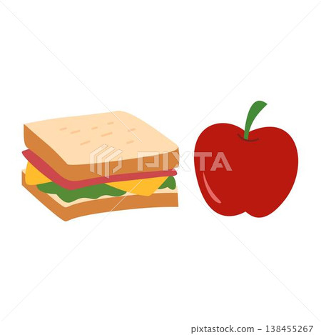 lunch food sandwich and apple lunch food sandwich and apple 138455267