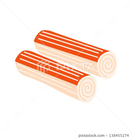 surimi or crabmeat stick frozen, imitation crab stick seafood snack illustration 138455274