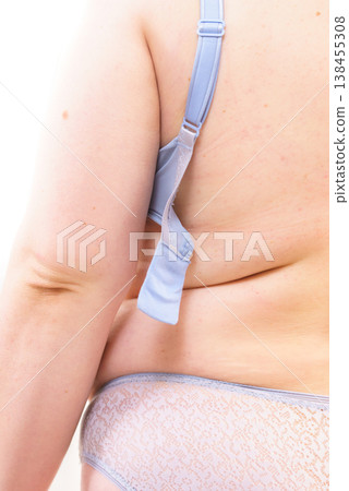 Woman wearing bra. Back view Woman wearing bra. Back view 138455308