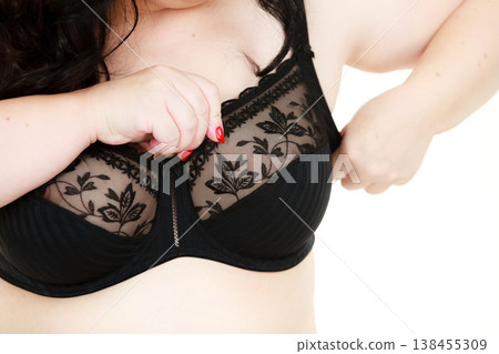 Woman big breast wearing bra Woman big breast wearing bra 138455309