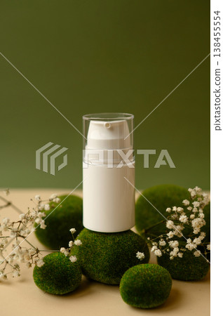 A white, empty aluminum spray or foam jar as a mockup. An empty cosmetic jar mockup 138455554