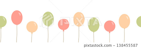 Seamless birthday balloon border with pastel colors. Cute party background perfect for children celebrations, nursery design Seamless birthday balloon border with pastel colors. Cute party background perfect for children celebrations, nursery design 138455587