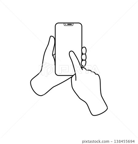Line art illustration of tapping a smartphone Line art illustration of tapping a smartphone 138455694