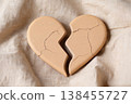 Broken heart on textile. divorce concept. 138455727