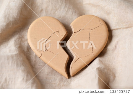 Broken heart on textile. divorce concept. 138455727