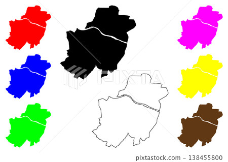 Zaragoza city (Kingdom of Spain) map vector illustration, scribble sketch Saragossa map Zaragoza city (Kingdom of Spain) map vector illustration, scribble sketch Saragossa map 138455800