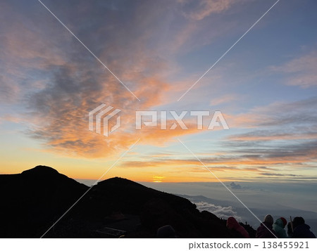Mount Fuji summit and sunrise sky (copy space, natural background) 138455921
