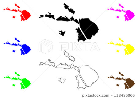 Taitung city (Republic of China, ROC, Taiwan) map vector illustration, scribble sketch Taito map 138456006