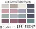 Soft summer color palette with muted pastel tones for design inspiration 138456347