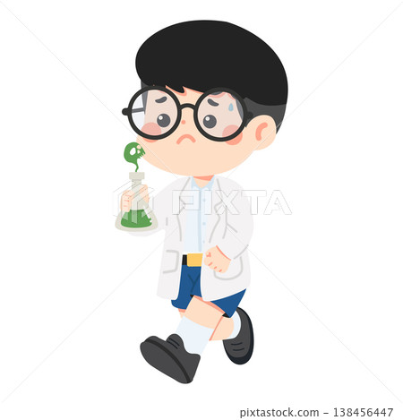 Young scientist holding flask with chemical liquid Young scientist holding flask with chemical liquid 138456447