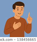 Man pointing up finger and smiling 138456665