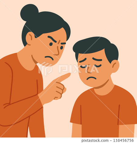 Mother scolding son flat illustration 138456756