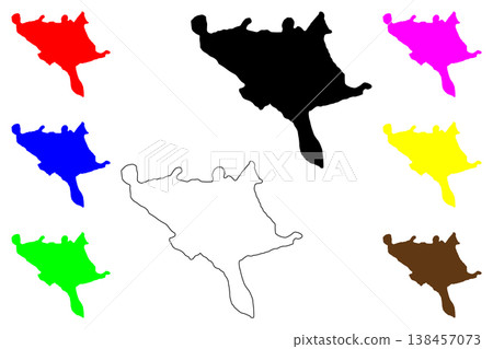 Mugla city (Republic of Turkiye, Turkey) map vector illustration, scribble sketch Mugla map 138457073