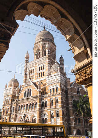 Exterior of the Brihanmumbai Municipal Corporation of Mumbai, Maharashtra, India. 138457106