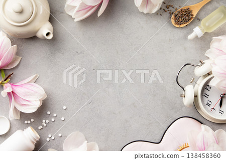 Sleep Mask Wellness Composition with Herbal Tea and Natural Remedies Sleep Mask Wellness Composition with Herbal Tea and Natural Remedies 138458360