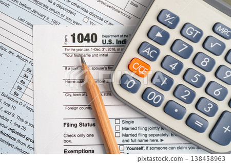 Tax form 1040 U.S. Individual Income. Tax form 1040 U.S. Individual Income. 138458963