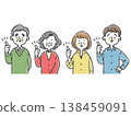 Two generations of family giving a thumbs-up sign (upper body, vector image) 138459091