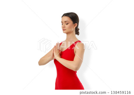 Yoga poses are performed by a woman standing still, PNG Yoga poses are performed by a woman standing still, PNG 138459116