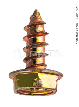 Construction screw close-up on a white isolated background Construction screw close-up on a white isolated background 138459243