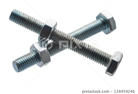 construction bolts close-up on a white isolated background construction bolts close-up on a white isolated background 138459246
