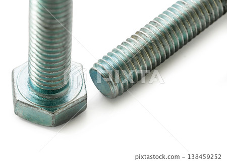 construction bolts close-up on a white isolated background construction bolts close-up on a white isolated background 138459252