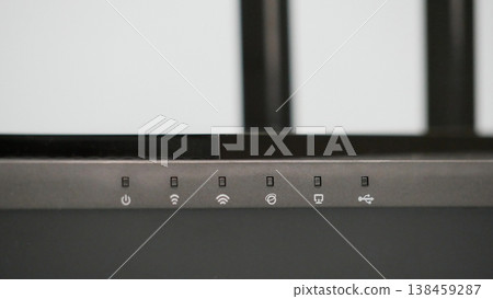 WiFi Router Status Lights and Indicators Close-Up WiFi Router Status Lights and Indicators Close-Up 138459287