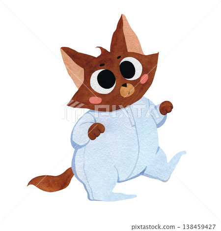 Watercolor illustration with cute kitten isolated on white background Watercolor illustration with cute kitten isolated on white background 138459427