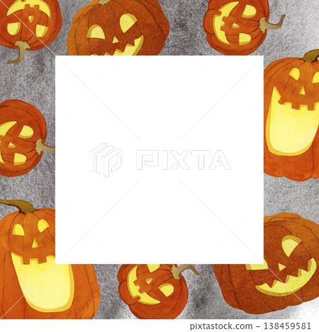 Square frame with funny pumpkins for Halloween 138459581