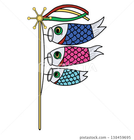 A transparent illustration of three carp streamers fluttering in the wind during the Boys' Festival (Tango no Sekku). 138459695