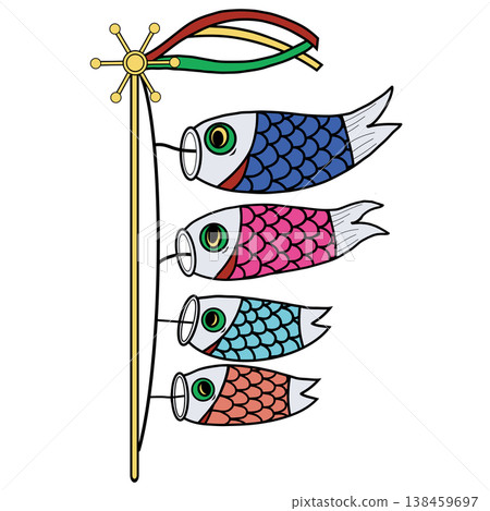 Simple transparent image of a carp streamer for a family of four. Simple transparent image of a carp streamer for a family of four. 138459697