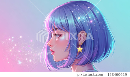 一位美麗女性的側臉被旋轉的星塵環繞(奇幻、社交媒體圖標、音樂專輯封面、背景圖片) 一位美麗女性的側臉被旋轉的星塵環繞(奇幻、社交媒體圖標、音樂專輯封面、背景圖片) 138460619