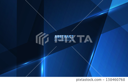 Dark blue abstract background with geometric dynamic glowing blue neon diagonal lines. 138460768