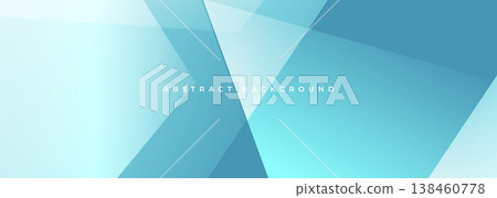 Light blue modern abstract wide banner with geometric shapes. Pastel blue color abstract background. 138460778
