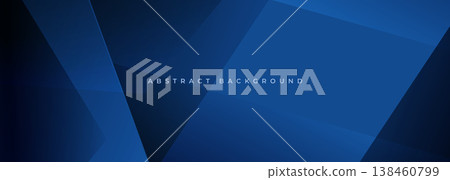 Blue modern abstract wide banner with geometric shapes. Dark blue abstract background. Blue modern abstract wide banner with geometric shapes. Dark blue abstract background. 138460799