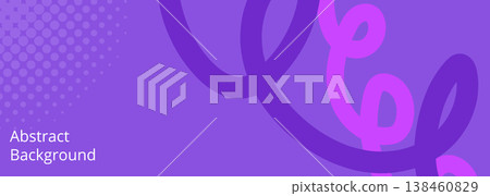 Vibrant purple abstract banner with flowing squiggles and halftone. Trendy vector background with creative fluid wavy lines Vibrant purple abstract banner with flowing squiggles and halftone. Trendy vector background with creative fluid wavy lines 138460829