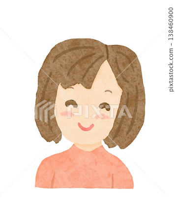 白色背景上,一位微笑的女子穿著粉紅色連身裙,露出上半身。 白色背景上,一位微笑的女子穿著粉紅色連身裙,露出上半身。 138460900