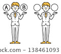 Options A and B: Young male office worker 2, full body, vector (orange) 138461093
