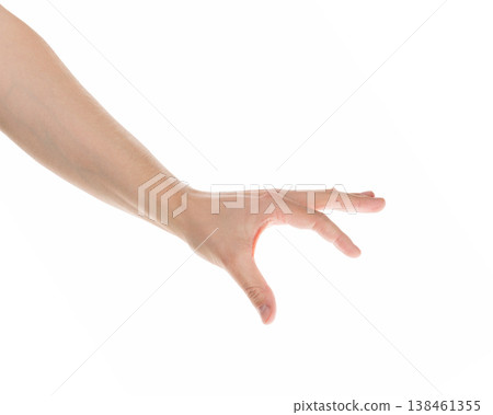 Adult man hand hold something isolated on white background Adult man hand hold something isolated on white background 138461355