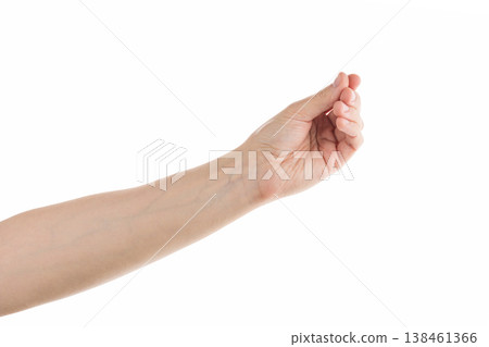 Adult man hand hold something isolated on white background Adult man hand hold something isolated on white background 138461366
