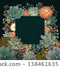 Abstract Botanical Square Collage with Floral Illustrations and Succulents 138461635